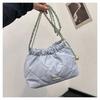 Bolsa pequena com cordão estilo fresco, feminina, nova bolsa transversal de ombro em PU macio, nova bolsa da sorte em estilo chinês, 2024