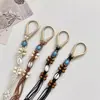 Saia Cintura Bohemia Elegante Tecida com Nós Estilo Étnico, Corda de Cintura de Madeira com Contas Artesanais para Mulheres, Corda de Cintura Estética Casual para Férias
