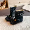 Botas de Media Pantorrilla de una Sola Línea Estilo Británico Retro para Niñas 2026 Otoño/Invierno Nuevas Moda Coreana Versátiles Antideslizantes de Cuero
