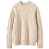 Suéter de punto de cachemira para mujer con cuello redondo, suéter de cachemira jacquard tipo pullover, top de punto de estilo holgado y casual
