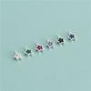 Mini colgante de estrella de cinco puntas en forma de corazón con incrustaciones de circonitas de colores en plata de ley S925, ideal para pulseras, collares y colgantes pequeños.