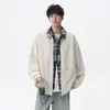 NASA SOBRE Jaqueta Casual Elegante e Moderna de Lapela Masculina para Primavera e Outono com Design Xadrez Patchwork Falso de Duas Peças