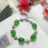 Pulsera de mariposa de ágata y calcedonia verde bañada en plata 925 de alta calidad, pulsera de trébol de cuatro hojas de ágata y jade.