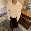 Elegante e casual estilo coreano novo cardigã de crochê tricotado quente para mulheres francesas, primavera, outono e inverno