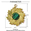 Flor de Piedra Natural Francesa Gota de Agua Diy Colgante de Acero de Titanio Geométrico Ovalado para Mujer Malachita Acero Inoxidable Joyería Colgante