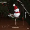Pájaro de Espuma Artificial Transfronterizo Fieltro de Lana Bufanda Roja Sombrero Pájaro Decoración de Navidad Colgante para Árbol de Navidad