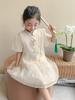 Traje de estilo nacional de primavera y verano para niñas, estilo occidental, nuevo conjunto de dos piezas de manga corta chino para niñas, vestido informal de verano fino y a la moda para niñas.