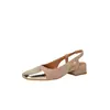 Zapatos de tacón medio 32 de vuelta al talón tamaño bolsa de empalme sandalias huecas zapatos estilo pequeño simple comercio exterior gruesos 43 generación negro