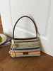 Bolso Grande de Paja Tejida para Mujer, Nuevo Bolso de Hombro Cruzado Rayado Verano 2026, Bolso de Playa Estilo Vacaciones en la Costa
