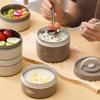 Caja de Almuerzo de Acero Inoxidable Grado Alimenticio 316L Redonda Portátil Simple para Microondas Oficina Estudiante Tazón de Sopa Multicapa