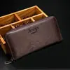 Moda Cor Sólida Multi Cartão Carteira Masculina Bolsa Clutch Estilo Coreano Carteira de Negócios Longa Zíper Único Bolsa para Celular