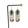 Aretes de Borla Bohemios Transfronterizos Yunnan Lijiang Dali Vacaciones Retro Cristal Borla Étnico Estilo Aretes para Mujer