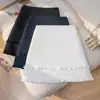 Saia de Algodão Linho com Ruffle na Barra, Sensação de Gelo, Estilo Desejo Puro para Mulheres, Saia Bolo de Cintura Alta Anti-Exposição para Outono, Saia Curta Emagrecimento