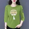 Comercio exterior transfronterizo ropa de maternidad, camiseta de manga tres cuartos para mujeres de mediana edad y mayores, holgada, casual, top básico versátil