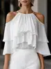 2026 Moda de Verano de Estilo Nuevo Transfronterizo de Comercio Exterior Europeo y Americano Versátil Blusa Camisa de Gasa con Volantes sin Hombros