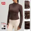 Chaqueta de terciopelo de melocotón con cuello alto y bolsillos para Otoño e Invierno, Nuevo estilo de Otoño e Invierno, Forrada de polar y engrosada, Cálida ropa de yoga con cuello alto para mujer