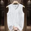 Chaleco Sin Costuras de Seda Helada Lobo del Norte, Camiseta sin Mangas de Lujo Ligero para Hombre, Chaleco de Verano Ajustado Delgado Estilo Europeo para Hombre