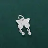 Novo Pingente de Borboleta em Prata Esterlina S925 Pulseira de Corda Trançada com Contas Feita à Mão Pingente para Colar Acessórios de Joias Estilo Chinês