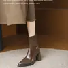 Novas Botas Martin de Salto Grosso Outono/Inverno 2026, Salto Alto, Estilosas, Patchwork, Botas Slim Elásticas, Botas Meia, Botas Femininas Moda Coreana