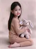Roupa de Casa Infantil Roupas e Calças de Outono Infantis Meninos e Meninas Roupa de Casa para Bebê Malha Térmica de Algodão Pijamas Roupa de Casa Engrossada