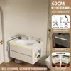 Juego de gabinete de baño de aluminio tipo panal, gabinete espejo inteligente multifuncional, lavabo cerámico integrado y gabinete lateral para el baño