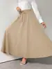 Nova saia longa de barra larga, estilo ins transfronteiriço, versátil e de corte solto, saia longa elegante feminina de cintura alta, europeia e americana