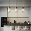 Lámpara colgante minimalista negra de estilo americano moderno, de cristal, para mesa de isla, comedor, vestíbulo de una sola cabeza, dormitorio, mesita de noche