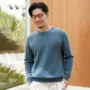 Suéter 100% Cachemir Puro Otoño Invierno Nuevo para Hombre Cuello Redondo Casual Tejido de Punto Holgado Jersey Suéter Cálido