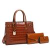 Bolsos nuevos 2022 bolso de tres piezas vintage europeo y americano para mujer textura de cocodrilo hombro portátil bandolera
