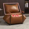 Sofá Nórdico Preguiçoso Couro com Cera Retrô Individual Sala de Estar Tatami Varanda Apartamento Pequeno Cadeira de Descanso Cadeira de Sofá de Ferro Forjado