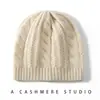 Gorro de Cashmere Tricotado para Mulheres, Chapéu de Inverno Quente com Design Vazado, Chapéu Pós-Parto em Tricô de Trança, Chapéu para Clima Frio