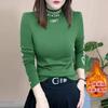 9015# Veludo alemão slim fit slim gola semi-alta top fashion alfabeto coreano