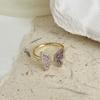 Anillo Morado de Mariposa Dulce para Mujer, Moderno y Elegante, Tendencia de Nicho Nuevo Estilo Anillo Ajustable para Dedo Índice