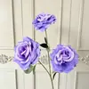3 rosas artificiales de borde rizado para decoración de bodas, arreglo de escena, escaparate de centro comercial, paisajismo exterior, decoración suave, arreglo floral