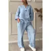 Verano 2026 Nuevo Conjunto de Dos Piezas para Mujer Transfronterizo Amazon Conjunto de Camisa de Algodón Lino Pantalones Sueltos de Cintura Alta