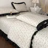 Juego de cuatro piezas de colcha de algodón lavado vintage estilo ins, colcha de verano de gasa de doble capa de algodón puro, colcha de aire acondicionado estilo princesa