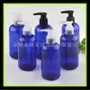 Gel de baño botella azul gruesa 250ml bomba giratoria botella de plástico botella de champú botella de leche corporal botella de pico de pato