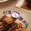 Novo Usado Tendência Oval Pedra Colorida Luz Arco-Íris Luxo Feminino Relógio Clássico Fofo Oval Feminino Pulseira Relógio