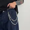 Corrente de Jeans com Strass Estilo Europeu e Americano para Homens Tendência Hip-Hop Nicho High-End Costurada Colorida Acessório de Strass Corrente de Cintura Masculina Transfronteiriça