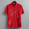 Traje Tang para Hombre Verano Tops de Manga Corta para Hombres de Mediana Edad y Ancianos Ropa con Botones Estilo Chino de Abuelo Hanfu para Hombre Talla Grande