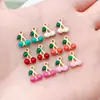 Accesorios para Joyería DIY Estilo Coreano, Mini Colgantes de Cereza Coloridos con Goteo de Aceite, Electroplateados al Vacío para Pulseras, Collares, Pendientes y Colgantes