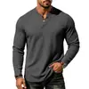 Europa Cruzada Hombres Nuevo Casual Holgado Versátil Cómodo Color Sólido Manga Larga Cuello en V Camiseta Base En Stock Al Por Mayor