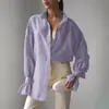 Camisa elegante de manga acampanada estilo francés FCB para mujer, top transpirable de Tencel de corte holgado para el verano 2026