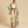 Conjunto de Moda Casual de Dos Piezas para Mujer, Cardigan Estampado 3D Estilo Europeo y Americano Nuevo Talla Grande con Pantalones de Pierna Ancha, para Vacaciones