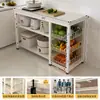 Estante de Armazenamento Multicamadas de Chão para Cozinha Mesa de Corte de Legumes Multifuncional Doméstica Prateleira Estante de Armazenamento Lateral para Micro-ondas