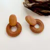 Brincos de Madeira Geométricos Circulares Espirais Moda Exportação Transfronteiriça Europeia e Americana Simples Retrô Estilosos Exagerados para Mulheres