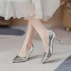 Zapatos de tacón alto sexys adelgazantes de estilo europeo y americano para mujer 2025 Invierno Nuevos Elegantes de tacón fino Punta fina Versátiles Zapatos de vestir para mujer