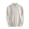 Suéter de otoño e invierno 2024, nuevo cárdigan de punto de color liso para hombre, top ajustado informal que combina con todo.