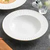 Prato de Louça de Porcelana Óssea Dourada Lindo Sentido de Alto Padrão Luxo Leve Hotel Restaurante Cozinha Artística Prato Ocidental Prato de Massa