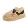 Zapatos Peludos Cerrados de Suela Gruesa con Aumento de Altura Forrados de Felpa Estilo Retro Nuevos 2026 para Mujer, Ropa de Abrigo, Zapatos Sencillos de Algodón Birkenstock Otoño/Invierno